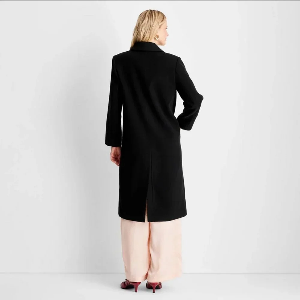 Women's Notched Lapel Double-Breasted Coat - Future Collective Black XXL - Picture 4 of 10